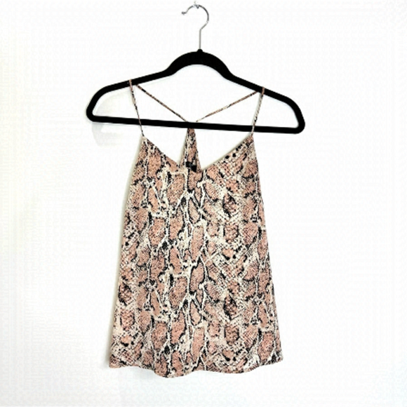 Dynamite pink snake print satin spaghetti strap tank top XS - Picture 3 of 8